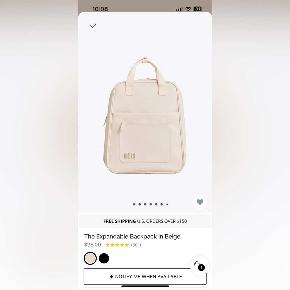 Béis The Expandable Backpack in Beige
